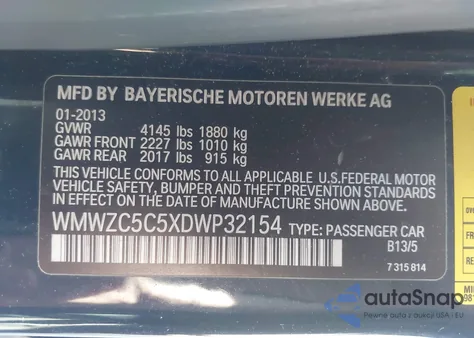 2013 Mini Countryman Cooper S z USA, uszkodzony, nr VIN WMWZC5C5XDWP32154